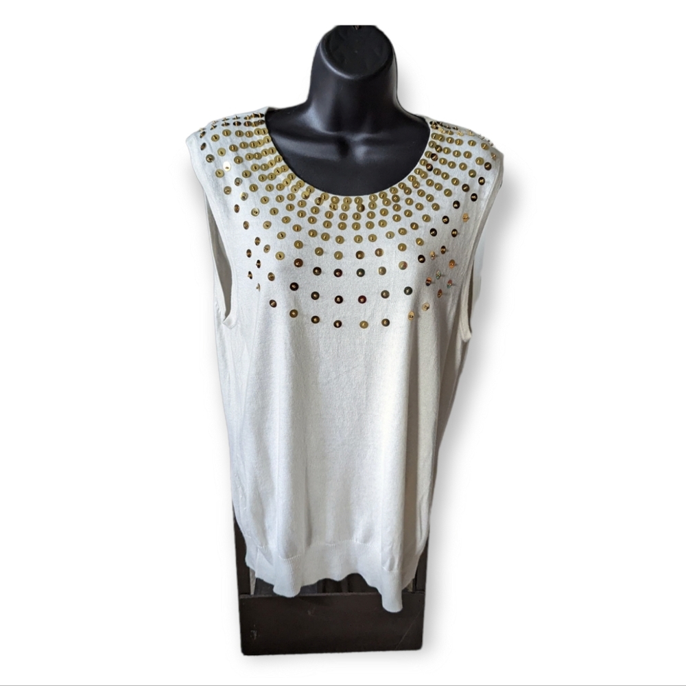 Michael Kors Gold Beaded Sleeveless Top Size XL
